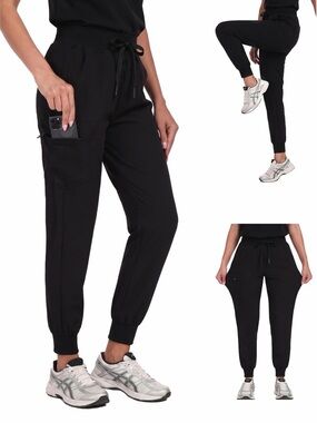 Women's Black Utility Jogger Pants with Drawstring Waist